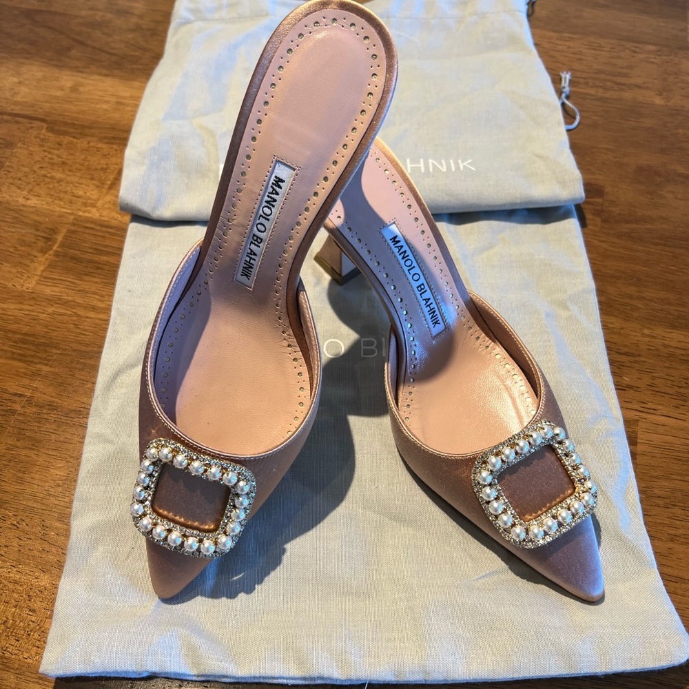Manolo Blahnik Satin Slides